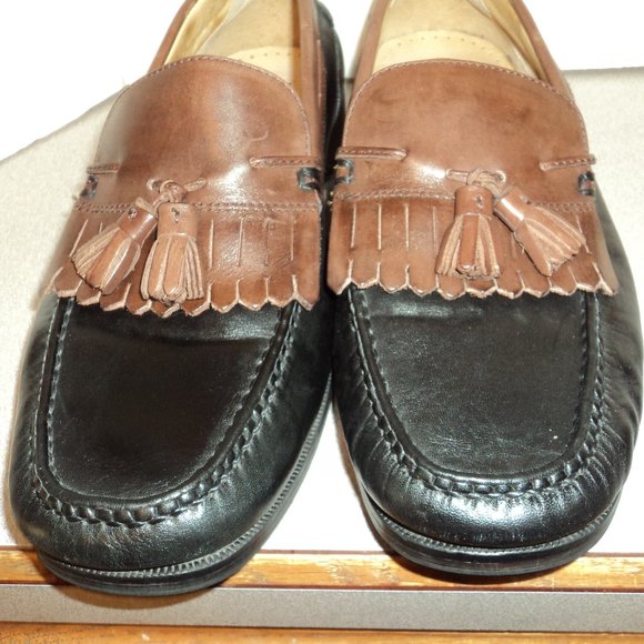 Dockers Men's 11 M Leather Loafers Shoes Black Brown Slip On Tassels Heels - Picture 13 of 13